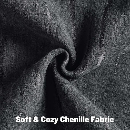 FUTEI Black Chenille Decorative Throw Pillow Covers 16x16 Inch Set of 2,Soft Embossed Striped Textured Cushion Case,Modern Home Decor for Couch Bed Living Room