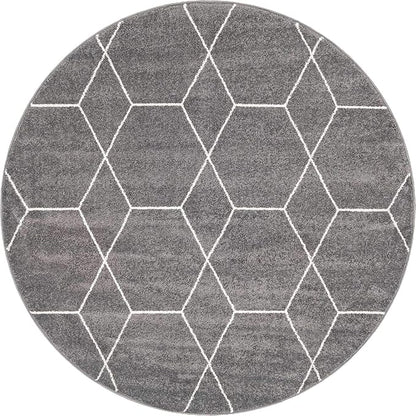 Unique Loom Trellis Frieze Collection Area Rug - Geometric (6' Round, Dark Gray/ Ivory)