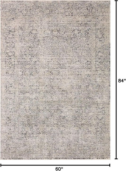 Loloi Amber Lewis Alie Collection ALE-01 Stone/Mist 5'-3'' x 7'-9'', .13'' Pile Height, Area Rug