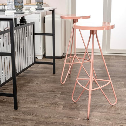 JONATHAN Y BSL1002C Trinity 30" Modern Industiral Iron Tripod Backless Bar Stool for Home, Kitchen, Dining Room, Workspaces, Cafes and Resturants, Pink Frame