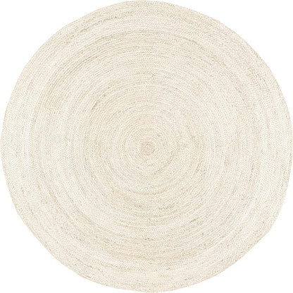 nuLOOM 6 Round Rigo Jute Hand Woven Area Rug, Off White, Solid Farmhouse Design, Natural Fiber, For Bedroom, Living Room, Dining Room, Hallway, Office, Kitchen, Entryway