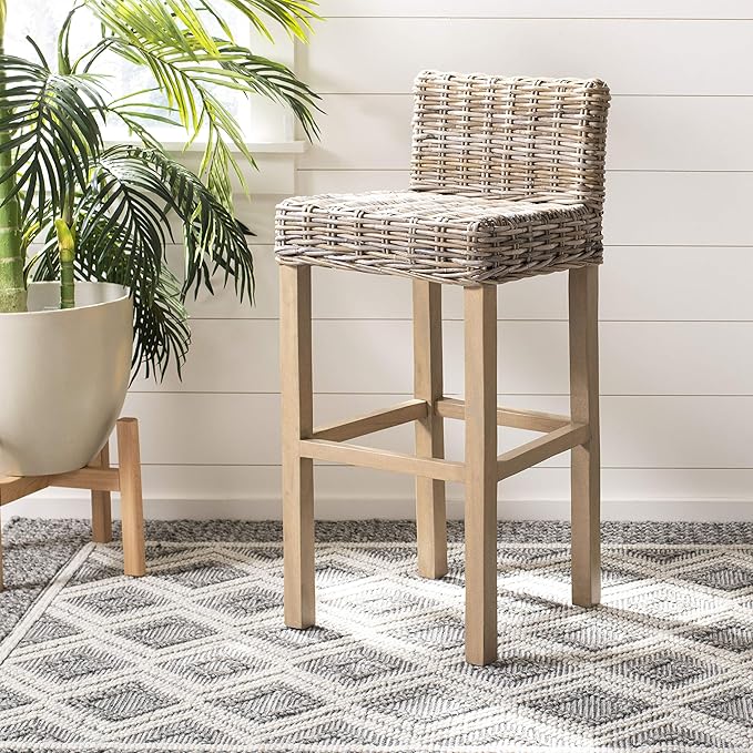 Safavieh Home Collection Cypress Cappuccino Wicker 30-inch Bar Stool
