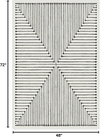 RUGGABLE x Jonathan Adler Machine Washable Modern Area Rug – Inkdrop Black & Ivory 4x6, Stain-Resistant, Non-Slip – Medium Rugs for Living Room, Bedroom, Hallway, Entryway & Office–with Standard Pad