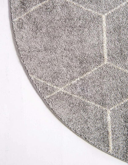 Unique Loom Trellis Frieze Collection Area Rug - Geometric (7' Round, Light Gray/ Ivory)
