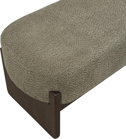 Christopher Knight Home Arden Minimalist Loop Yarn Fabric Dining Bench, Wooden Entryway Ottoman Bench, Modern Living Room Sofa Ottoman Footrest, Bedroom End of Bed Bench, Dark Green+Brown
