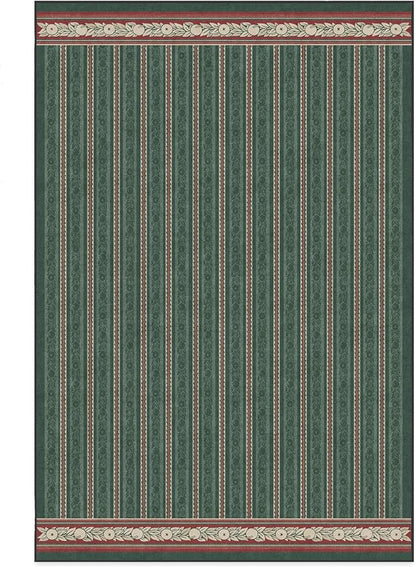 RUGGABLE x Morris & Co Machine Washable Area Rug – Fruit Stripe Spruce Green 6x9, Stain-Resistant, Non-Slip – Medium Rugs for Living Room, Bedroom, Hallway, Entryway & Office–with Cushioned Pad
