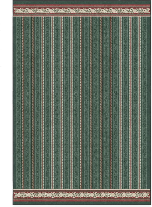 RUGGABLE x Morris & Co Machine Washable Area Rug – Fruit Stripe Spruce Green 6x9, Stain-Resistant, Non-Slip – Medium Rugs for Living Room, Bedroom, Hallway, Entryway & Office–with Cushioned Pad