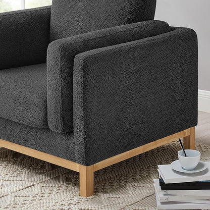 VANOMi 41.34" Oversized Accent Chair, Upholstered Armchair with Solid Wood Legs Living Room Chairs with Wide Armrest Pads, Reading Chair for Bedrooms, Apartments, Living Rooms, Offices（Dark Grey）