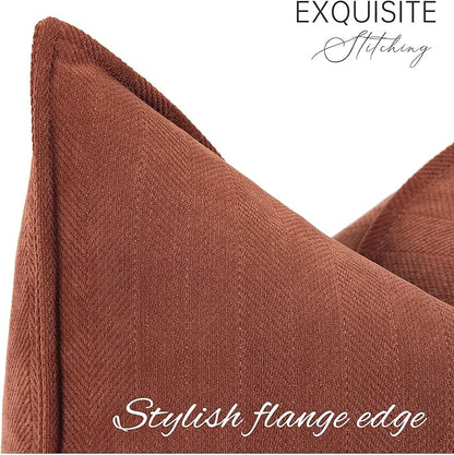 ZWJD Throw Rust Pillow Covers 22x22 Set of 2 Chenille Fall Pillow Covers with Elegant Design Soft and Luxurious Decorative Throw Pillows for Couch, Bed, and Home Decor