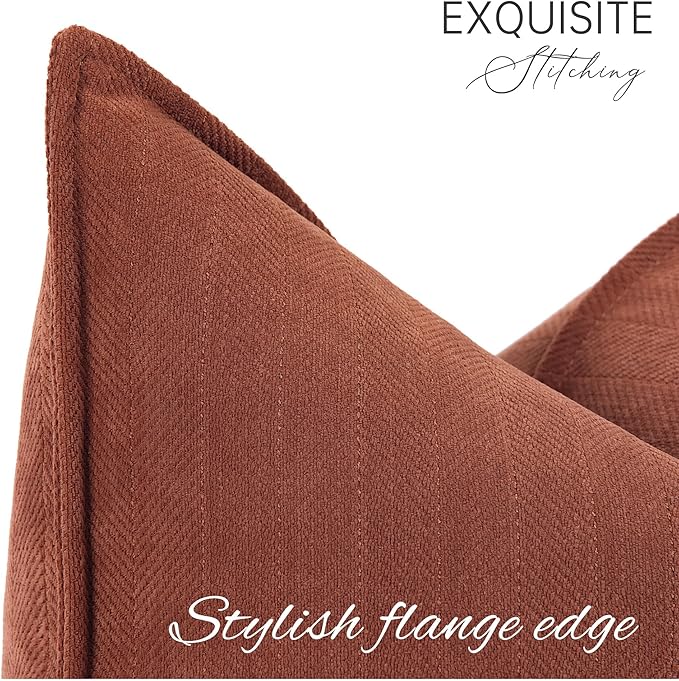 ZWJD Rust Throw Pillow Covers 16x16 Set of 2 Chenille Fall Pillow Covers with Elegant Design Soft and Luxurious Decorative Throw Pillows for Couch, Bed, and Home Decor