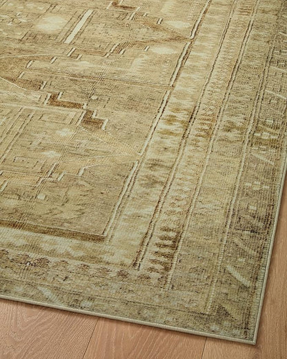 Loloi Magnolia Home by Joanna Gaines Sinclair Collection SIN-02 Khaki/Tobacco 2'-0" x 5'-0", .25" Pile Height, Machine Washable, Accent Rug