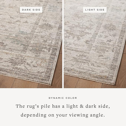 Loloi Magnolia Home by Joanna Gaines Millie Collection MIE-01 Silver/Dove 7'-10" x 7'-10", .25" Pile Height, Round Area Rug