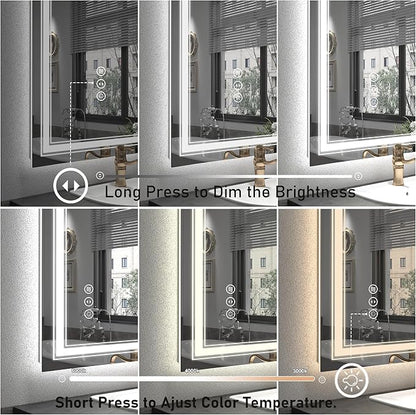 20x28 LED Bathroom Mirror, Vanity Mirror with Lights, Backlit and Front lit Mirror for Wall, Dimmable, Anti-Fog, Shatterpoof, Memory (Horizontal/Vertical)