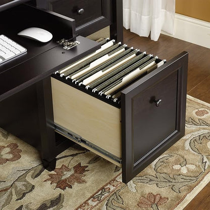 Sauder Edge Water Executive Desk, Double Ped Desks, Roomy Workspace - Estate Black Finish