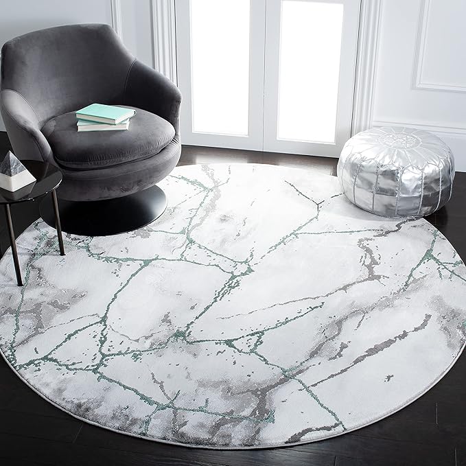 SAFAVIEH Craft Collection 10' Round Grey/Green CFT877Y Modern Abstract Non-Shedding Living Room Dining Bedroom Foyer Area Rug