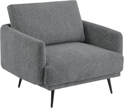 Oversized Accent Chair for Living Room Chairs Reading Arm Chair Comfy Modern Single Sofa Side Chairs with Metal Legs & Soft Cushion for Bedroom, Waiting Room (Chenille Dark Grey, Set of 1)