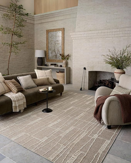 Loloi Amber Lewis Bexley Collection BEX-05 Mushroom/Natural 2'-7" x 10'-0" Runner Rug Neutral, Textured, Living, Bedroom, Dining, Carpet