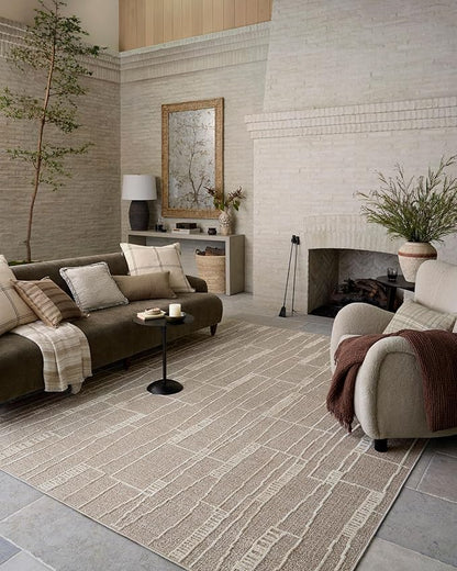 Loloi Amber Lewis Bexley Collection BEX-05 Mushroom/Natural 5'-0" x 7'-6" Area Rug Neutral, Textured, Living, Bedroom, Dining, Carpet