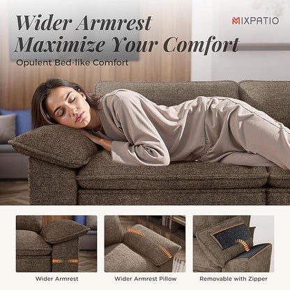 53.5" Modular Sectional Single Sofa, Soft Plush Chenille Armchair with Comfortable Deep Seat & Removable Arms for Living Room，Taupe