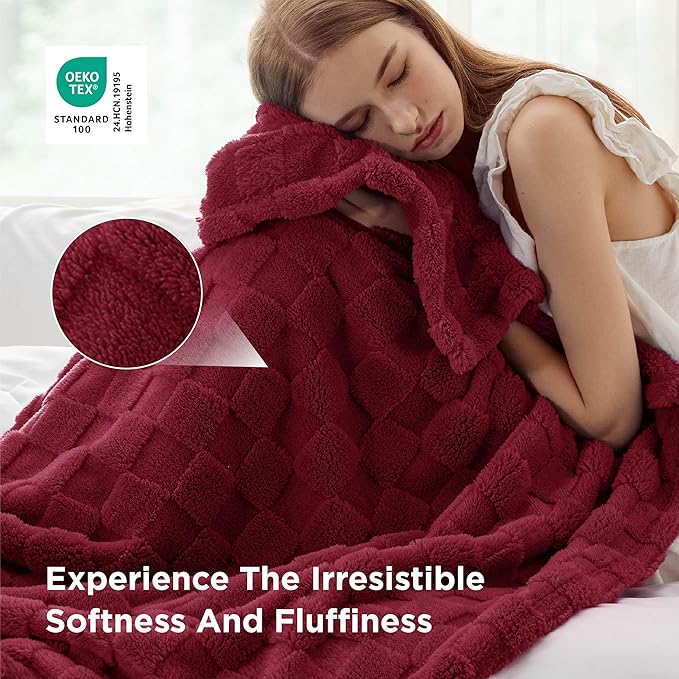 Bedsure GentleSoft Red Throw Blanket for Couch - Super Soft Cozy Blankets Gifts for Women Men Girls, Cute Small Fleece Throws for Bedroom Home Decor, 50x70 Inches