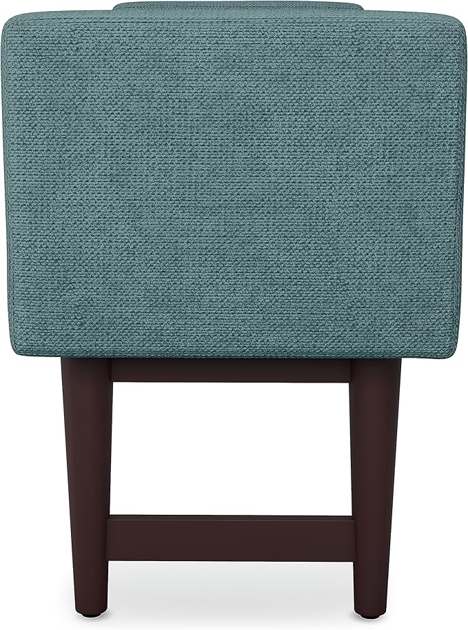 SIMPLIHOME Scott 46 inch Wide Contemporary Rectangle Ottoman Bench in Smoky Teal Linen Fabric , Assembled, For the Living Room and Bedroom