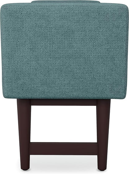 SIMPLIHOME Scott 46 inch Wide Contemporary Rectangle Ottoman Bench in Smoky Teal Linen Fabric , Assembled, For the Living Room and Bedroom