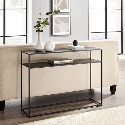 Crosley Furniture Braxton Sofa Console Table with Storage Shelf for Hall, Entryway, or Living Room, Matte Black