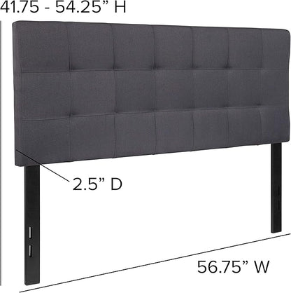 EMMA + OLIVER Quilted Tufted Upholstered Full Size Headboard in Dark Gray Fabric