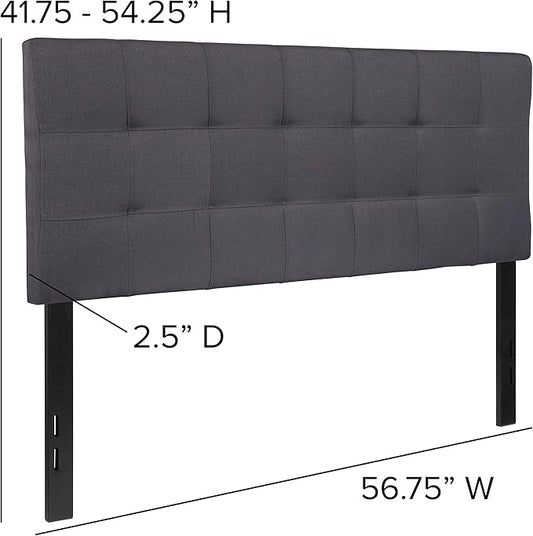 EMMA + OLIVER Quilted Tufted Upholstered Full Size Headboard in Dark Gray Fabric