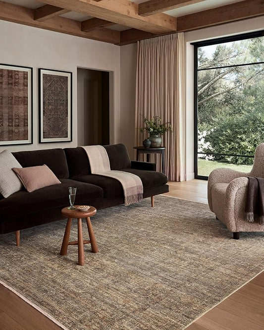 Loloi Amber Lewis Molly Collection MOL-07 Tobacco/Sage 3'-0" x 5'-0" Low Pile Accent Rug