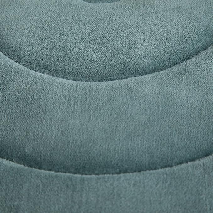 SIMPLIHOME Vivienne Boho Round Pouf in Turquoise Velvet Fabric for the Living Room, Bedroom and Kids Room