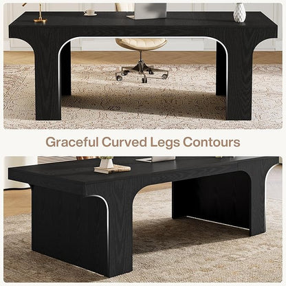 Tribesigns 70.9-Inch Executive Desk, Large Wooden Computer Office Desk, Modern Writing Table Business Workspace Home Office Furniture with Arched Design, Black