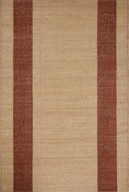 Loloi Leanne Ford Weatherstaff Collection WTS-02 Natural/Brick 9'-3" x 13' Area Rug Jute, Striped, Neutral, Living Room, Bedroom, Dining Room