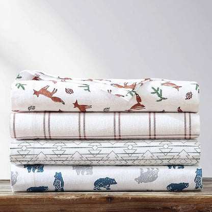 Eddie Bauer- King Sheet Set, Cotton Flannel Bedding Set, Brushed for Extra Softness, Cozy Home Décor (Fox Trail Orange, King)