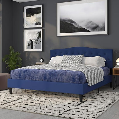 BizChair Tufted Upholstered King Size Headboard in Navy Fabric