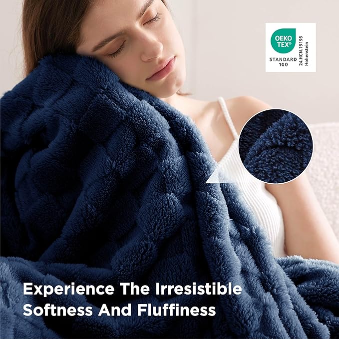 Bedsure GentleSoft Navy Blue Throw Blanket for Couch - Super Soft Cozy Blankets Gifts for Women Men Girls, Cute Small Fleece Throws for Bedroom Home Decor, 50x70 Inches