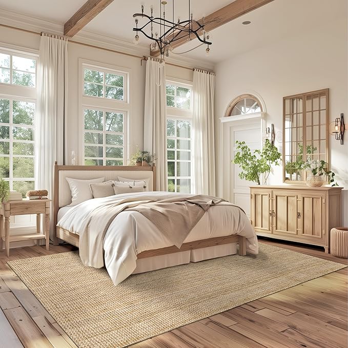 nuLOOM Ashli Solid Farmhouse Jute Area Rug, 3x5, Natural
