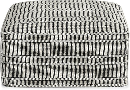 SIMPLIHOME Safford 20-inch Wide Pouf in Black and White, Handwoven Outdoor/Indoor Boho-Style Ottoman for Living Room, Bedroom, or Patio, Weather-Resistant, UV-Protected, Assembled