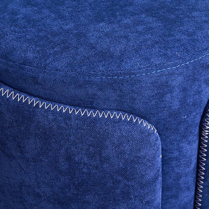 Swivel Vanity Stool with Back Comfy Vanity Chair with Gold Base Modern Round Stool for Makeup Vanity Ottoman Foot Rest for Bedroom livingroom (Navy)
