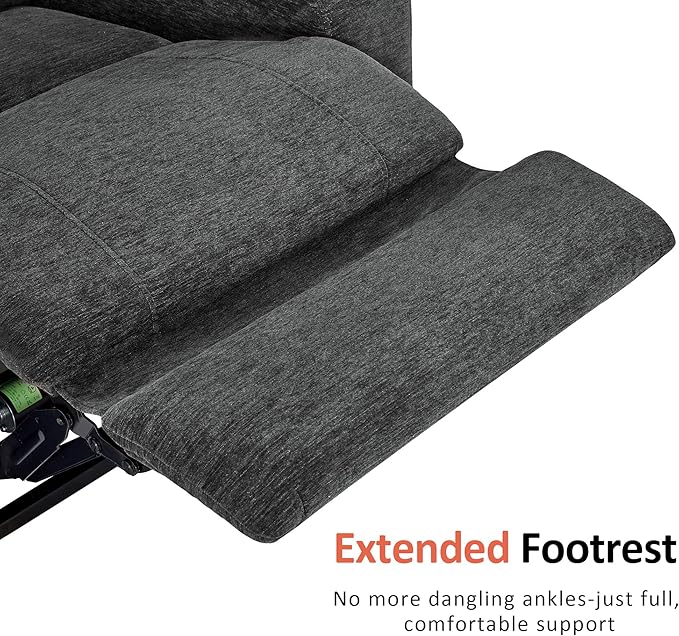 MCombo Lay Flat Dual Motor Power Lift Recliner Chair with Massage & Dual Heating, Arm Storage, Extended Footrest, USB A/C Ports & Cup Holders, Infinite Position for Elderly, Fabric LC002 (Gray)