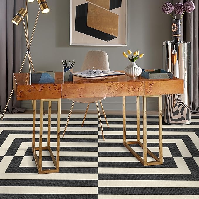 RUGGABLE x Jonathan Adler Machine Washable Modern Area Rug – Op Art Charcoal 5x7, Stain-Resistant, Non-Slip – Medium Rugs for Living Room, Bedroom, Hallway, Entryway & Office–with Standard Pad