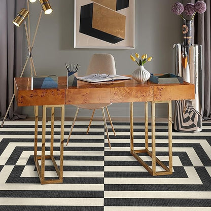 RUGGABLE x Jonathan Adler Machine Washable Modern Area Rug – Op Art Charcoal 5x7, Stain-Resistant, Non-Slip – Medium Rugs for Living Room, Bedroom, Hallway, Entryway & Office–with Standard Pad
