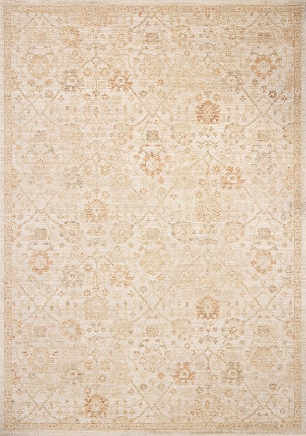 Loloi Chris Loves Julia Palma Collection PLM-04 Natural/Spice 7'-10" x 10' Area Rug Vintage Style Boho Living Room Bedroom Carpet