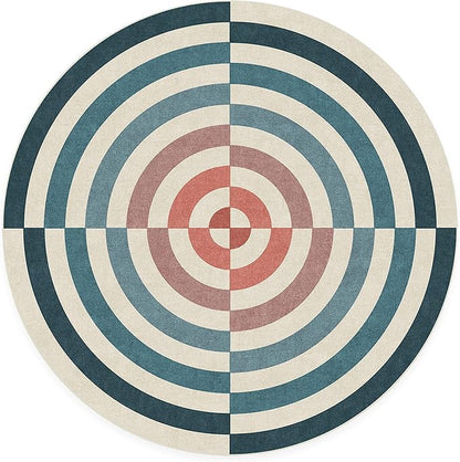 RUGGABLE x Jonathan Adler Machine Washable Modern Area Rug – Op Art Teal 6 ft Round, Stain-Resistant, Non-Slip – Medium Rugs for Living Room, Bedroom, Hallway, Entryway & Office–with Standard Pad