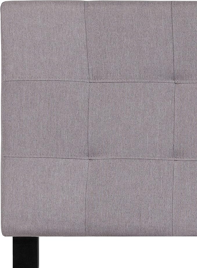 EMMA + OLIVER Quilted Tufted Twin Size Headboard in Light Gray Fabric