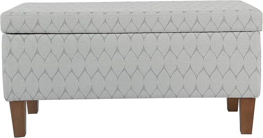 HomePop Textured Large Decorative Storage Bench, Gray and Brown, 36 x 16 x 18 inches