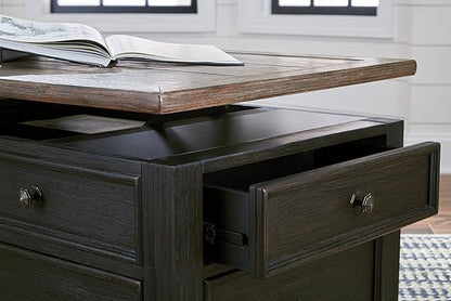 Signature Design by Ashley Tyler Creek Rustic Farmhouse Lift Top Coffee Table with Drawers, Brown & Black