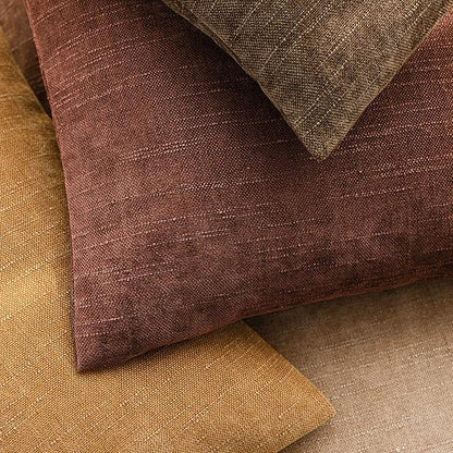 Foindtower Set of 2 Soft Textured Chenille Throw Decorative Pillow Covers Square Accent Solid Cushion Cover Neutral Farmhouse Pillow Case for Couch Sofa Bedroom Living Room 20x20 Inch,Golden Brown