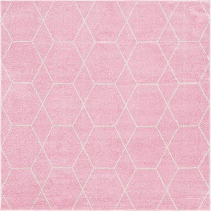 Unique Loom Trellis Frieze Collection Area Rug - Geometric (7' 10" Square, Light Pink/ Ivory)
