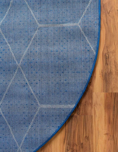 Unique Loom Trellis Frieze Collection Area Rug - Geometric (4' x 6' Oval, Navy Blue/ Ivory)